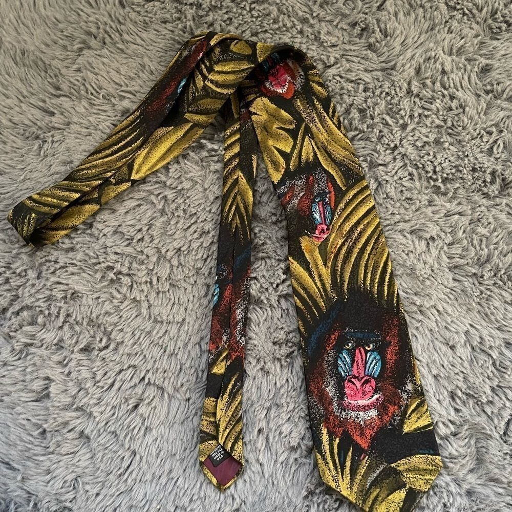 Vintage 1991 WWF World Wildlife Fund Mandrill Monkey‎ Silk Tie  Design 121
